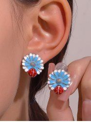 Boucles D'Oreilles Clous Motif Insecte et Fleurs - Multi 
