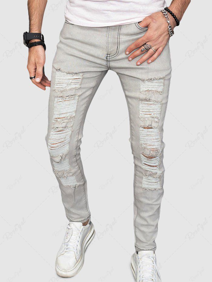 Latest Distressed Zip Fly Jeans  