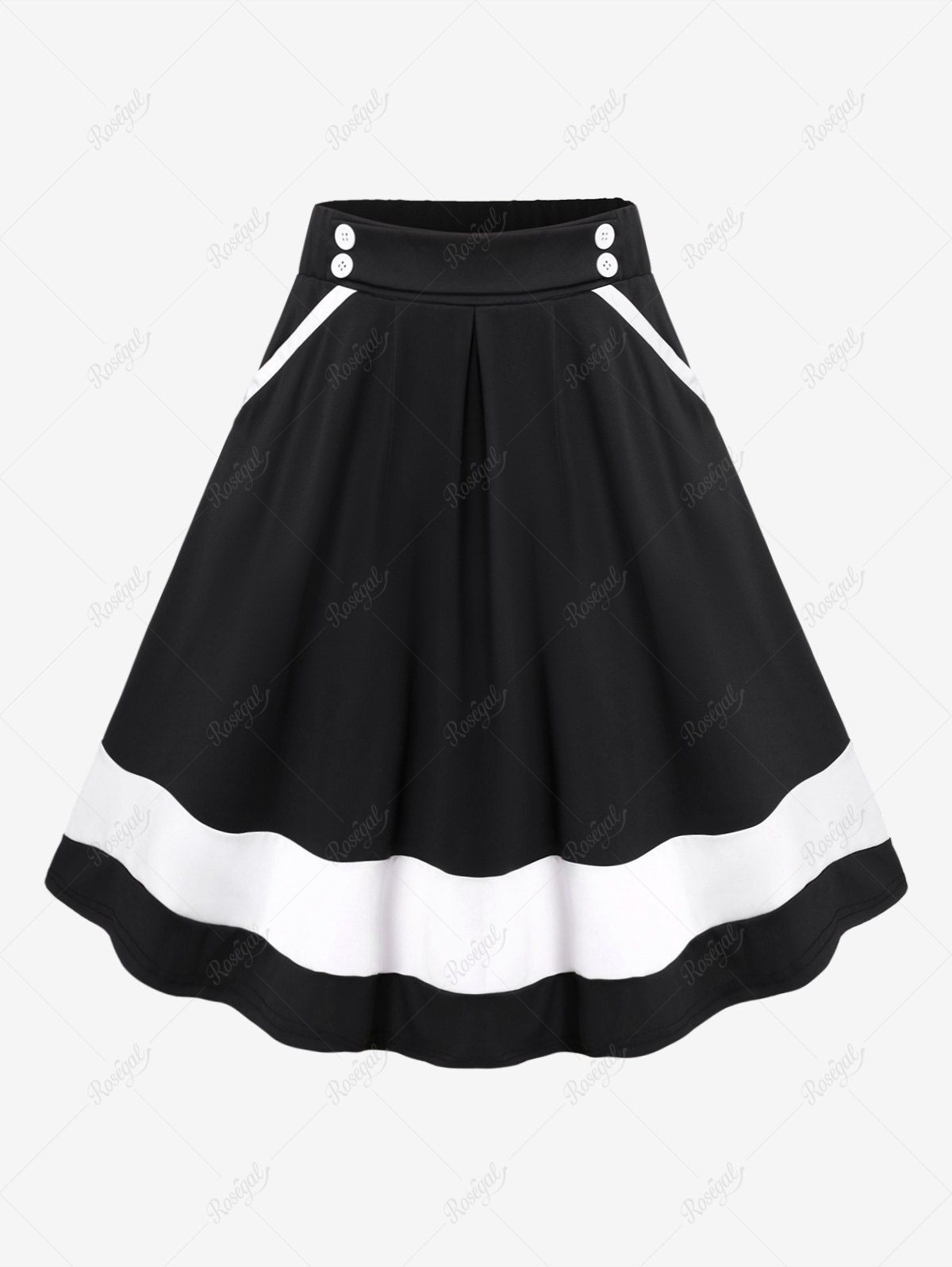 Hot Plus Size Colorblock A Line Midi Skirt  