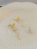 Boucles D'Oreille Asymétriques Décorées de Cœur avec Strass - d'or 