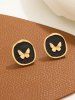 Boucles D'Oreilles en Forme de Papillon en Relief Style Vintage - Noir 