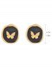 Boucles D'Oreilles en Forme de Papillon en Relief Style Vintage - Noir 