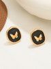 Boucles D'Oreilles en Forme de Papillon en Relief Style Vintage - Noir 