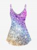 Plus Size Light Beam And Sparkling Sequin Printed Cold Shoulder T-Shirt -  