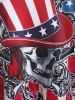 Plus Size Skull American Flag Print Gothic Cami Top And Plus Size 3D American Flag Printed Leggings Gothic Outfit -  