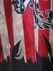 Plus Size Skull American Flag Print Gothic Cami Top And Plus Size 3D American Flag Printed Leggings Gothic Outfit -  