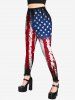 Plus Size Skull American Flag Print Gothic Cami Top And Plus Size 3D American Flag Printed Leggings Gothic Outfit -  