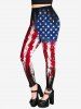 Plus Size Skull American Flag Print Gothic Cami Top And Plus Size 3D American Flag Printed Leggings Gothic Outfit -  