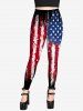 Plus Size Skull American Flag Print Gothic Cami Top And Plus Size 3D American Flag Printed Leggings Gothic Outfit -  
