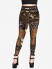 Gothic Steampunk 3D Machines Gear Print Leggings -  