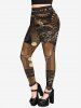 Gothic Steampunk 3D Machines Gear Print Leggings -  