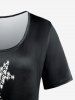 Plus Size Light Beam And Sparkling Star Print Short Sleeve Tee -  