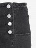 Plus Size & Curve Frayed Double Breasted Denim Biker Shorts -  