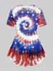 Plus Size American Flag Tie Dye Printed Patriotic Tee -  