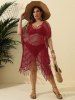 Plus Size See Thru Tassel Crochet Cover Up Dress -  