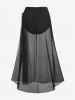 Maillot de Bain Une Pièce Synthétique Longue Transparente et Culotte Grande Taille - Noir 2X | US 18-20