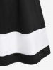 Plus Size Colorblock A Line Midi Skirt -  