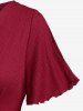 Plus Size Flutter Sleeves Lettuce Ruched Surplice Textured Tee -  