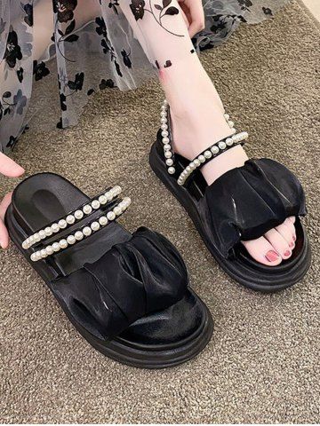 Faux Pearl Decor Multi-way Wear Sandals