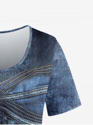 Plus Size 3D Jean Print T-shirt
