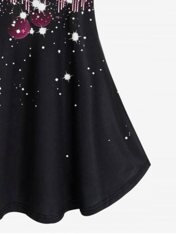 Plus Size 3D Sparkling Sequin Light Beam And Bubbles Print Cold Shoulder Tee