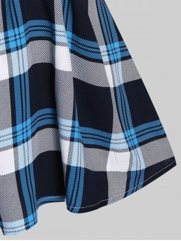 Plus Size Chain Lettuce Ribbed Crossover Cropped Tee and Plaid Cami Top Set