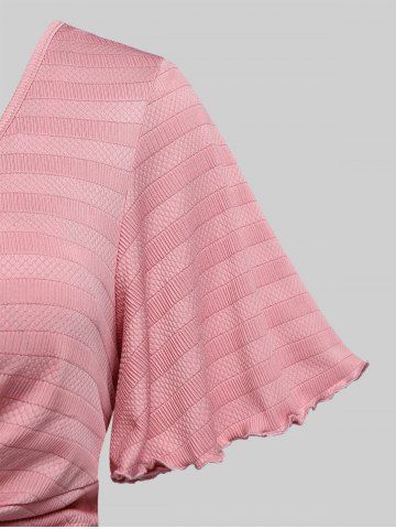 Plus Size Twisted Plunging Crop Top and 3D Flower Print Spaghetti Strap Cottagecore Dress