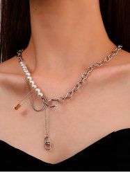 Collier Cordon de Serrage Orné de Pierres Précieuses Artificielles et Etoile Style Gothique - Argent 