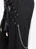 Gothic Beauty Wing Print T-shirt And Gothic Hook and Eye Lace-up Zippered Chain Embellish Straight Pants Gothic Outfit -  