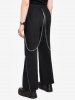 Gothic Beauty Wing Print T-shirt And Gothic Hook and Eye Lace-up Zippered Chain Embellish Straight Pants Gothic Outfit -  