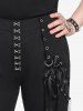 Gothic Beauty Wing Print T-shirt And Gothic Hook and Eye Lace-up Zippered Chain Embellish Straight Pants Gothic Outfit -  