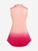 Ruffles Collar Tie Ombre Tank Top and Pull On Wide Leg Pants Plus Size Summer Outfit -  
