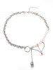 Collier Cordon de Serrage Orné de Pierres Précieuses Artificielles et Etoile Style Gothique - Argent 