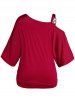 Plus Size Solid Color Skew Collar Twist Front T-shirt -  