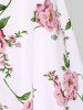 Plus Size Twisted Plunging Crop Top and 3D Flower Print Spaghetti Strap Cottagecore Dress -  