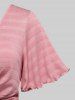 Plus Size Twisted Plunging Crop Top and 3D Flower Print Spaghetti Strap Cottagecore Dress -  