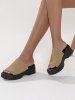 Minimalist Peep Toe Clogs Knit Platform Slippers -  