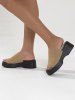 Minimalist Peep Toe Clogs Knit Platform Slippers -  