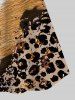 Plus Size 3D Leopard Animal Print Cold Shoulder T-Shirt -  