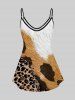 Plus Size 3D Leopard Animal Print Cold Shoulder T-Shirt -  
