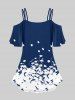 Plus Size Floral Cold Shoulder T-shirt -  