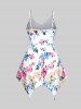 Plus Size Lace Panel High Waisted Backless Handkerchief Floral Tank Top -  