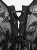 Plus Size Butterfly Lace Overlay Lace-up 2 in 1 Tee -  