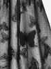 Plus Size Butterfly Lace Overlay Lace-up 2 in 1 Tee -  