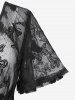T-shirt Superposé Papillon en Dentelle 2 en 1 de Grande Taille à Lacets - Noir M | US 10