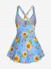 Plus Size Sunflower Butterfly Cinched Ruched Boyleg Tankini Swimsuit -  