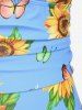 Maillot de Bain Tankini Tournesol Papillon de Grande Taille à Volants - Bleu clair 4X | US 26-28