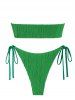 Maillot de Bain Bikini Bandeau Texturé Noué à Côté - Vert clair L