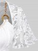 Plus Size Chain Decor Lace Panel Textured 2 In 1 Top -  