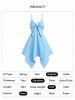 Pastel Color Knotted Spaghetti Strap Empire Wast Asymmetrical Midi Dress -  